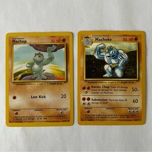 Vintage Pokemon Machop & Machoke Playing Cards